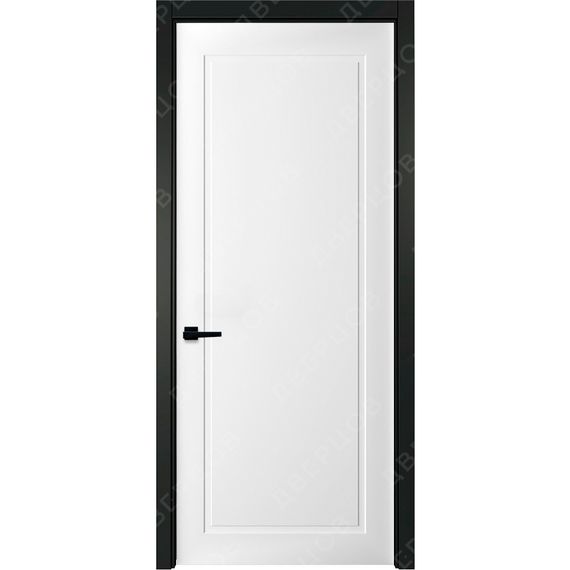 Фото белой двери Неоклассик 1 с чёрным наличником