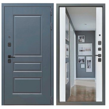 Входная дверь Страж К-8 МДФ Velluto Oscure AG 710 МДФ Velluto Bianco AG 700 c зеркало INFINITY