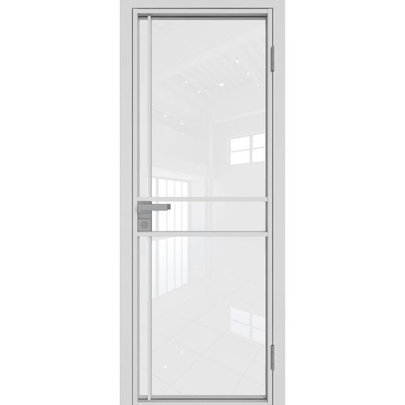 Межкомнатная алюминиевая дверь 9AG белая матовая RAL 9003 остеклённая