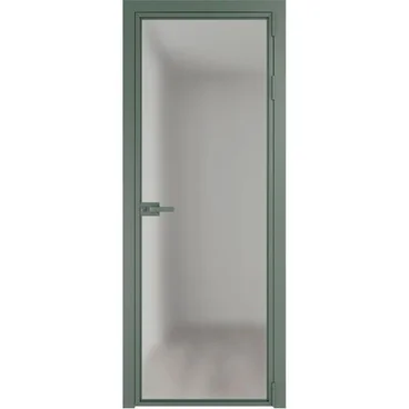 Алюминиевая межкомнатная дверь 1AX зелёный воск остеклённая