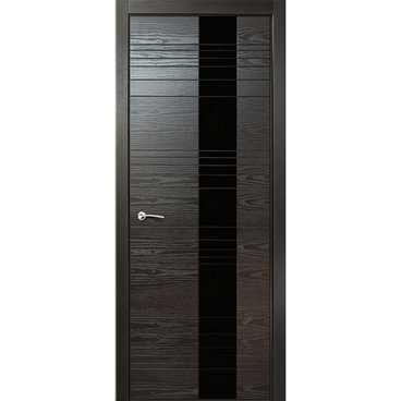 Межкомнатная дверь шпонированная Milyana ID HL неро с чёрным стеклом
