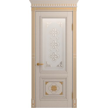 Межкомнатная дверь массив дуба Viporte Монако прованс патина золото остеклённая