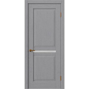 Межкомнатная дверь массив дуба селект Alvero Афина серый жемчуг глухая с узкой стеклянной вставкой