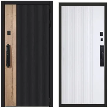 Входная дверь Конструктор чёрная шагрень белая внутри