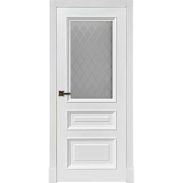 Межкомнатная дверь эмаль Кардинал 12 белая остеклённая