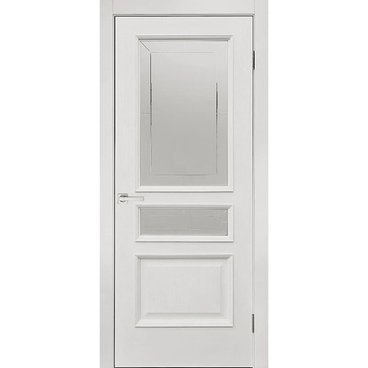 Межкомнатная дверь шпон Асти ясень белый остеклённая