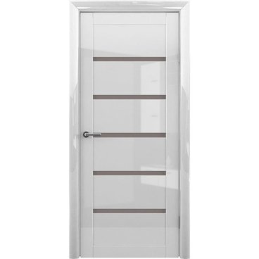 Межкомнатная дверь глянцевая Albero Вена глянец белый стекло бронзовое