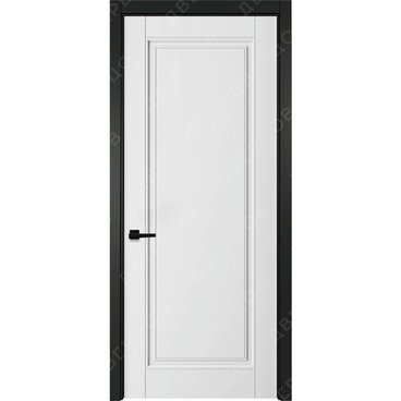 Межкомнатная белая дверь Классика 1 с чёрным наличником