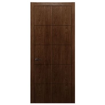 Межкомнатная дверь массив дуба Alvero Флэт-V табачный глухая