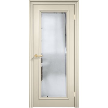 Межкомнатная дверь эмаль Дверцов Брессо 1 цвет жемчужно-белый RAL 1013 остеклённая