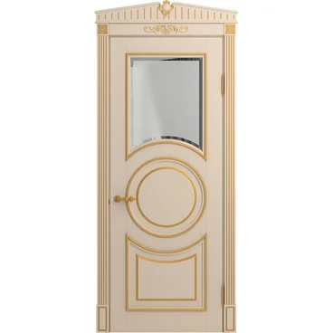 Межкомнатная дверь массив бука Лацио Амбиенте ваниль патина золото остекление 1