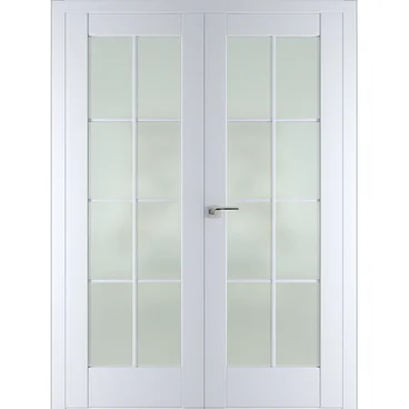 Двустворчатая распашная дверь Кобальт 22 магнолия остеклённая