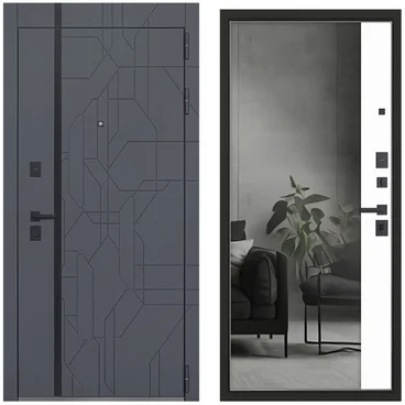 Входная дверь Forest серая с зеркалом внутри