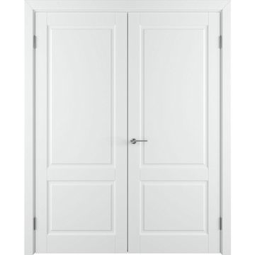 Двухстворчатая распашная дверь Патриция белая эмаль глухая