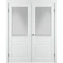 Фото двухстворчатой двери Бриз белая эмаль со стеклом