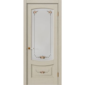 Дверь массив дуба Алина Роза белёный дуб остеклённая