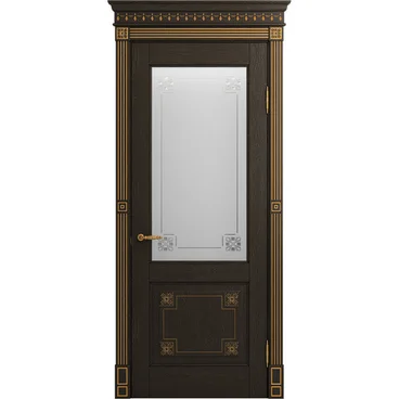 Межкомнатная дверь массив дуба Viporte Флоренция шоколад остеклённая