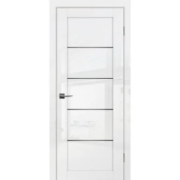 Межкомнатная дверь экошпон Profilo Porte G-15 белый глянец стекло Lacobel черный