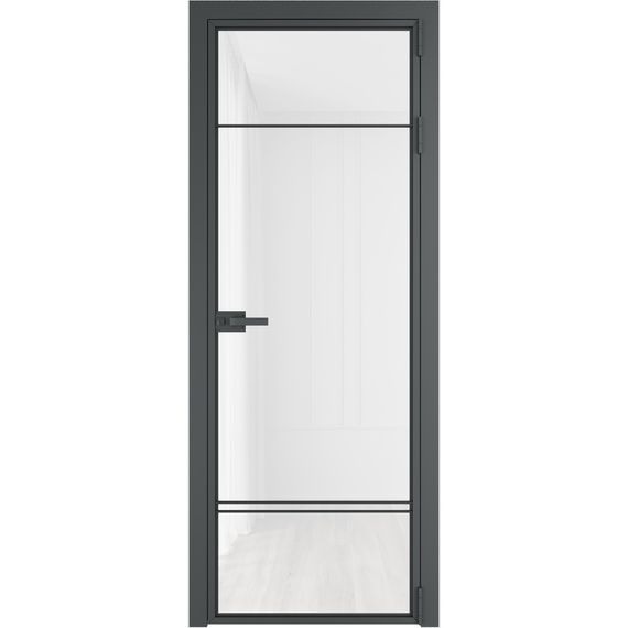 Алюминиевая межкомнатная дверь 4AХ серая ночь остеклённая