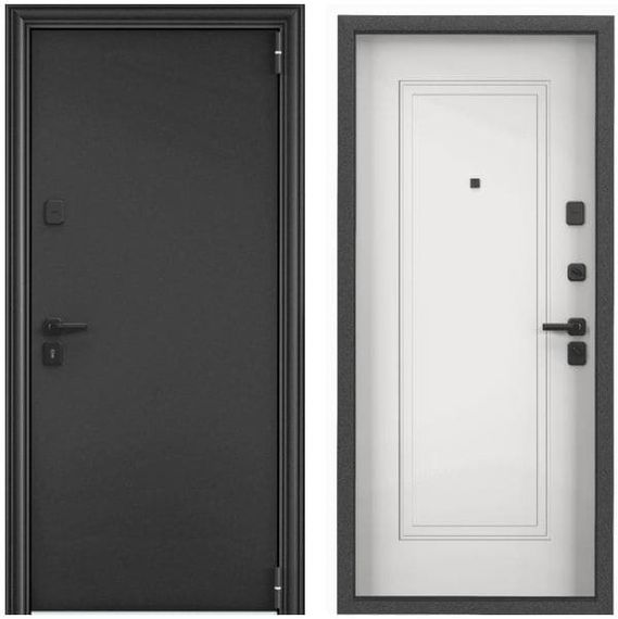 Фото входная стальная дверь Torex Super Omega PRO MP чёрный шелк без рисунка KT белый OP-NC1