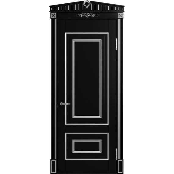 Межкомнатная дверь массив бука Viporte Неаполь нуар патина серебро глухая