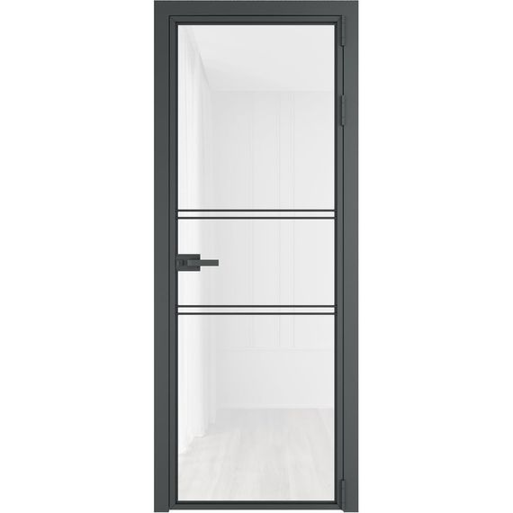 Алюминиевая межкомнатная дверь 2AХ серая ночь остеклённая