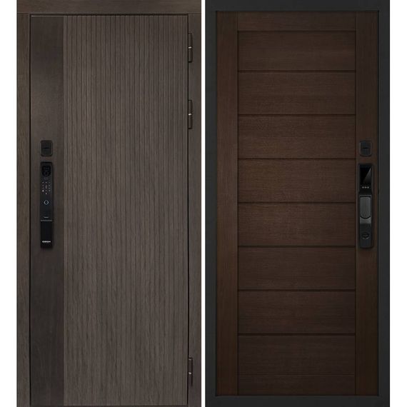Входная дверь Вертикаль смарт дымчатый камень дуб морёный панель сборная венге