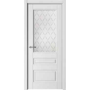 Межкомнатная дверь эмаль белая Классика 3 со стеклом