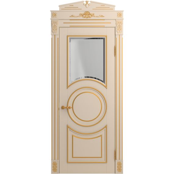 Межкомнатная дверь массив бука Viporte Лацио Амбиенте ваниль патина золото остекление 1