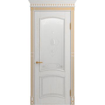 Межкомнатная дверь массив ясеня Viporte Бристоль Декор аворио патина золото остеклённая