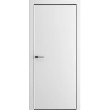 Межкомнатная дверь ПЭТ Премьер белый алюминиевая чёрная кромка