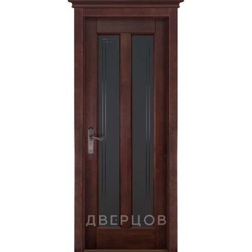 Межкомнатная дверь массив ольхи ОКА Сорренто махагон остеклённая