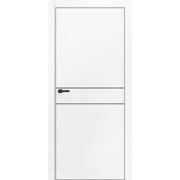 Межкомнатная дверь ПЭТ Silk-3 белая кромка ABS чёрная молдинг