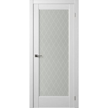 Межкомнатная дверь экошпон Нова 2 ясень белый остеклённая