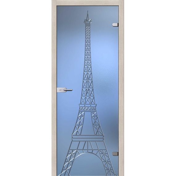 фотография стеклянной двери Акма Башня с наличниками из экошпона в цвете капучино мелинга