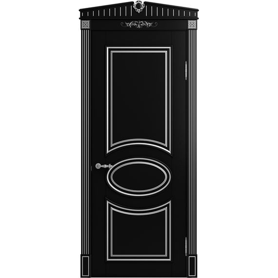 Межкомнатная дверь массив бука Viporte Лацио нуар патина серебро глухая