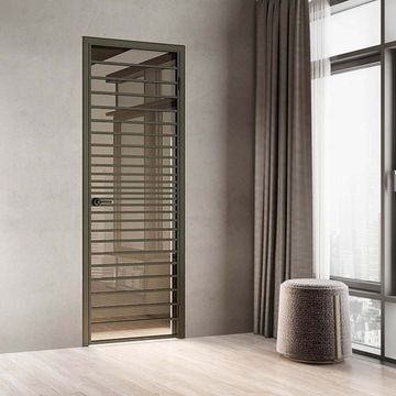 Межкомнатная алюминиевая дверь Loft 10 стекло прозрачное бронзовое