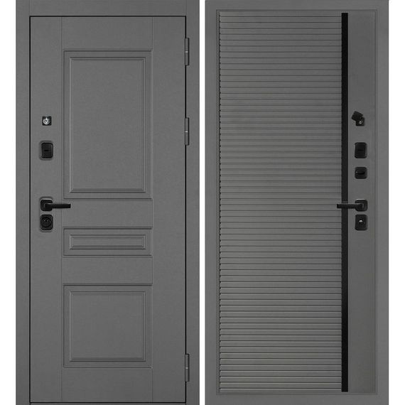 Входная дверь Октава-150 панель фрезерованная PR-173 серая