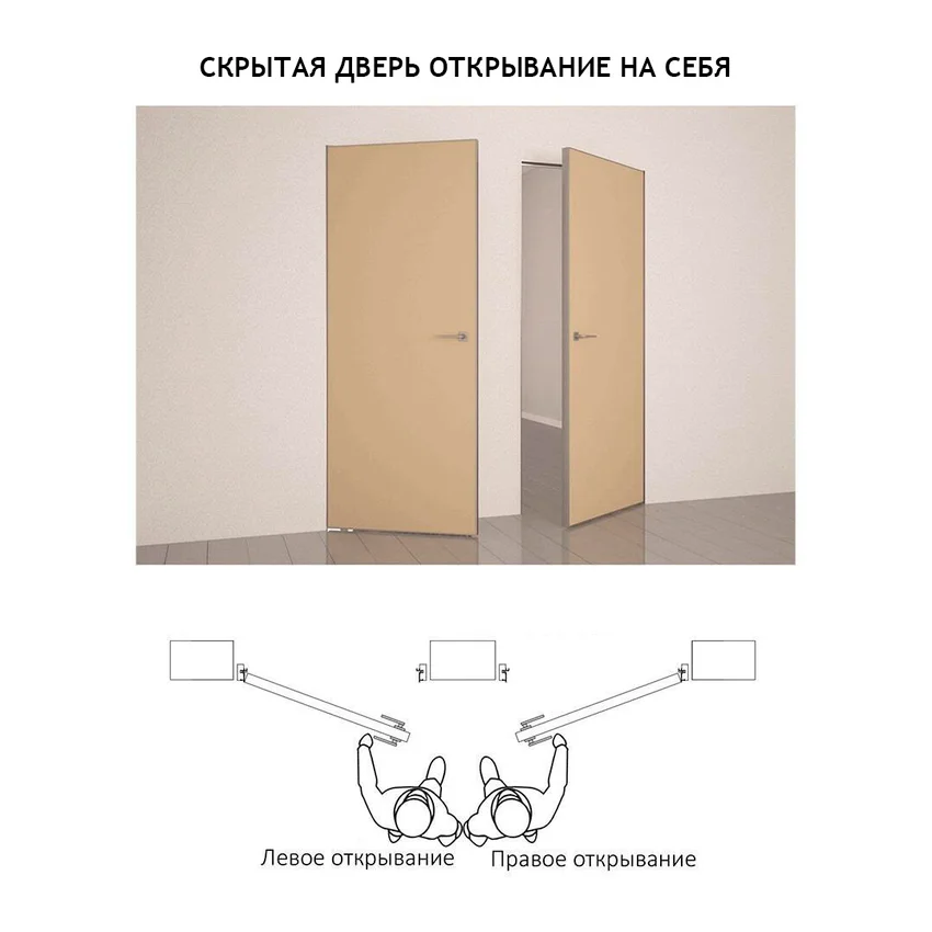 Скрытая дверь под окраску ДВЕРЦОВ чёрная алюминиевая кромка открывание на себя