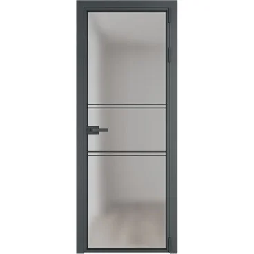 Алюминиевая межкомнатная дверь 2AХ серая ночь остеклённая