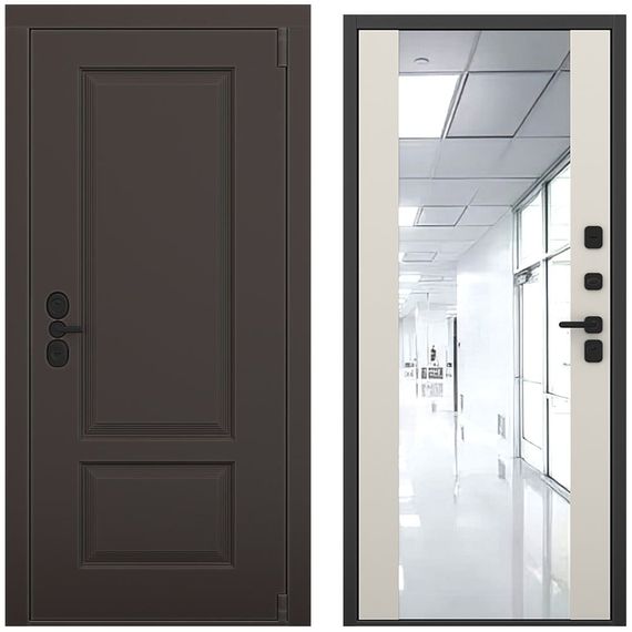 Входная дверь Шэбби амаретто силк панель зеркало Maxi силк грей