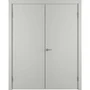 Фото глухой двухстворчатой распашной двери Флэт светло-серая эмаль