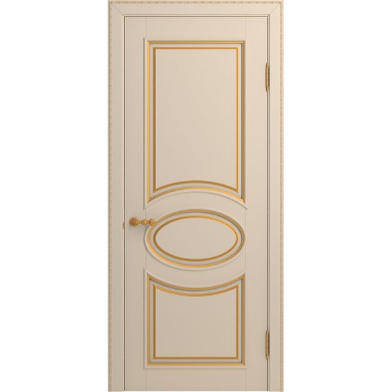Межкомнатная дверь массив бука Viporte Лацио ваниль патина золото глухая