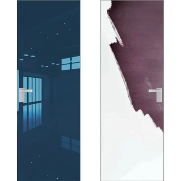 Скрытая дверь 1M внешняя сторона зеркало Blue внутри под покраску