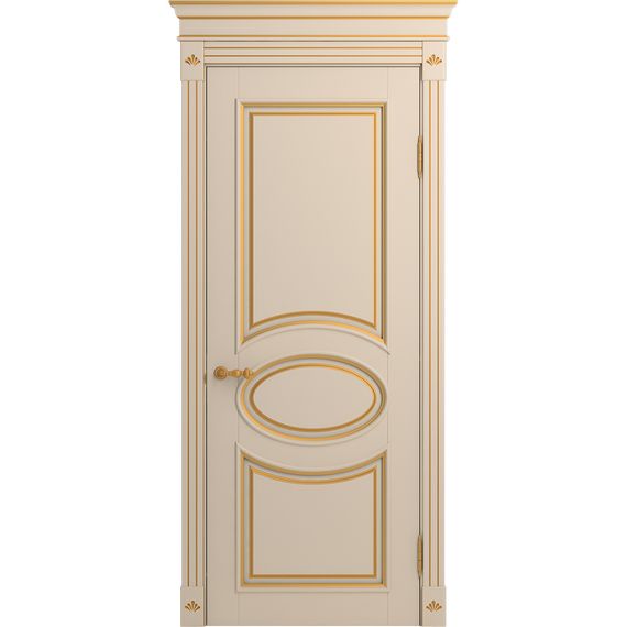 Межкомнатная дверь массив бука Viporte Лацио ваниль патина золото глухая