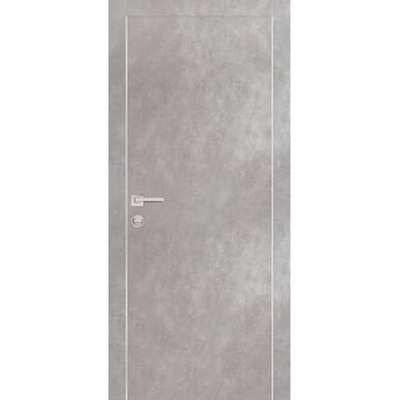 Межкомнатная дверь экошпон PX-1 серый бетон с алюминиевой кромкой с 4-х сторон
