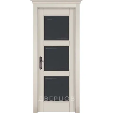 Межкомнатная дверь массив ольхи ОКА Турин эмаль слоновая кость остеклённая