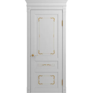 Межкомнатная дверь массив бука Viporte Бергамо Арт аворио патина золото глухая