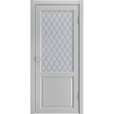Межкомнатная дверь экошпон Emalit 2 светло-серый со стеклом