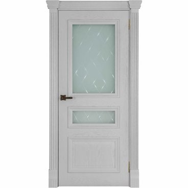 Межкомнатная дверь шпон Барселона дуб перла остекленная